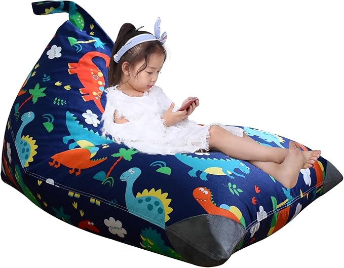 Jorbest Stuffed Animal Storage Bean Bag Chair Cover for Kids Adults, Dinosaur Stuffed Animal Bean Bag Storage, Dinosaur Storage Bag - Cover ONLY(200 L/52 Gal)