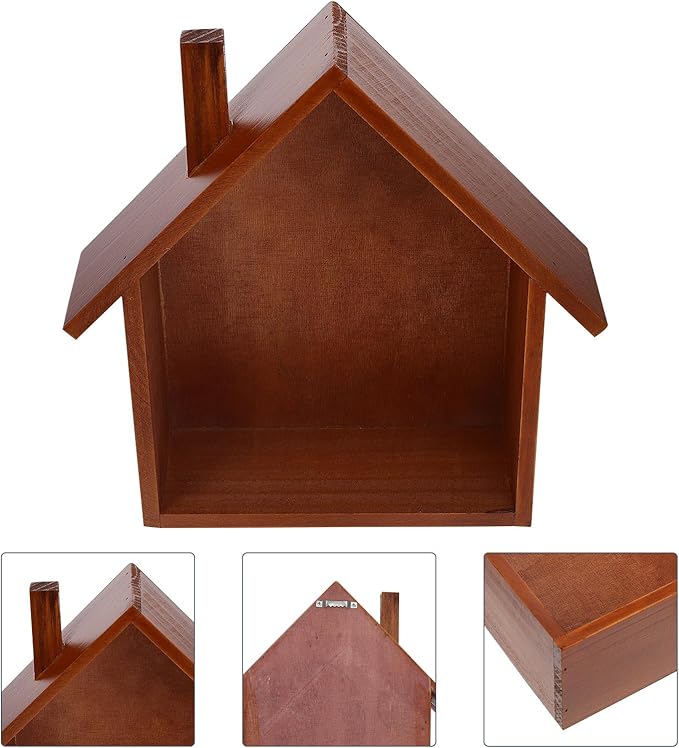 BESPORTBLE Wooden House-Shaped Storage Rack Small Wall-Mounted Decorative Shelf for Living Bedroom Stylish Practical Household Organizer