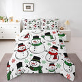 Feelyou Christmas Comforter Set All Season Snowman Bedding Set with 1 Pillow Cases Snowflake Microfiber Kids Toddler Bedclothes Bedroom Decor Duvet Quilt Breathable Soft Lightweight