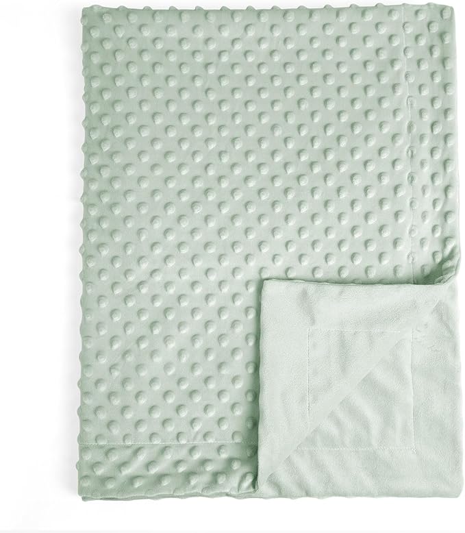 david's kids Micro Fleece Minky Baby Throw Blanket for Girls with Double Layer and Soothing Raised Dots, 50x60 Inches Breathable and Soft Lightweight Receiving Blanket for Newborns Sage Green