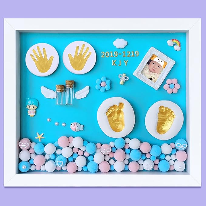MCstars Baby Handprint and Footprint Makers Kit Keepsake Hands Casting kit, Newborn Baby Nursery Memory Art Photo Frame Kit Baby Registry Search Baby Shower Picture Frames for New Parents