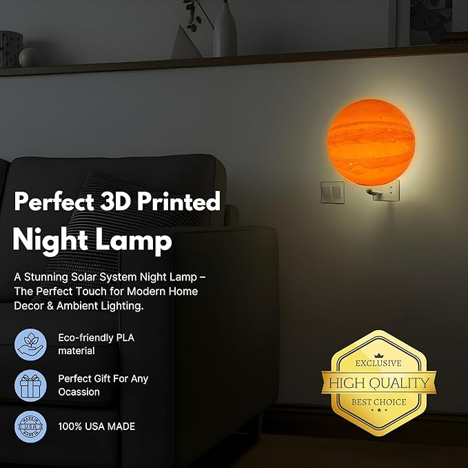 Moon Night Lights | Night Lamp LED Light | 3D Solar System NightLight, Planet Home Décor, Space Nursery, Kids Room, Space Gift, Birthday Gifts, Bedroom Decorations (Jupiter, 6 Inch)