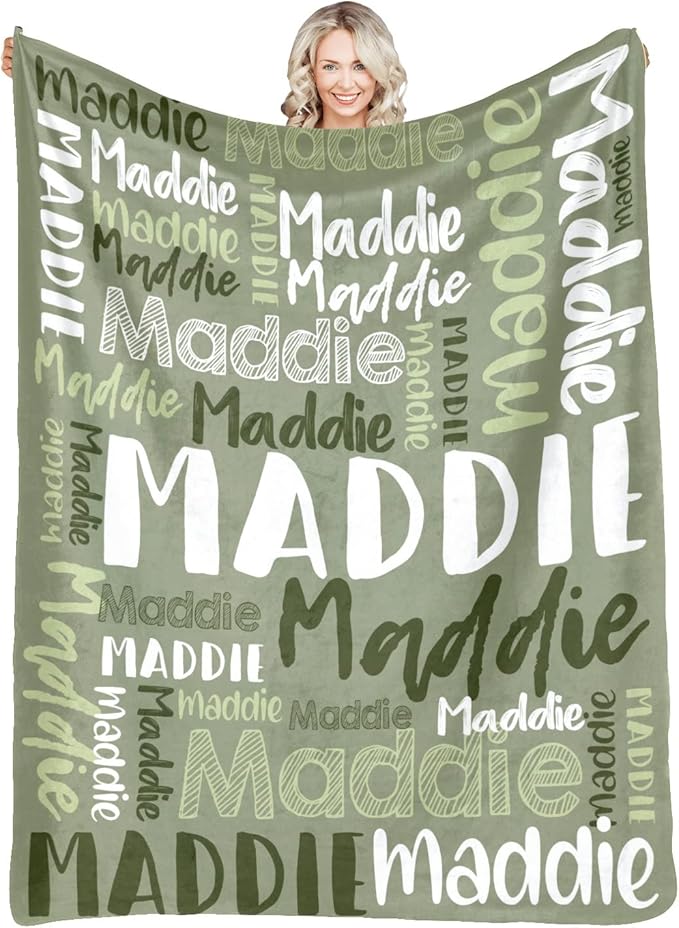 Dr.TOUGH Personalized Blankets with Name Customized Baby Blankets for Girls Boys Adults Monogrammed Blankets and Throws Christmas Birthday Mothers Fathers Valentines Day Gift (Mossy,30''×40'')
