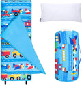 Wildkin Kids Microfiber Nap Mat – Soft Sleep Mat with Pillow, Ideal for School & Travel - Trains, Planes, and Trucks