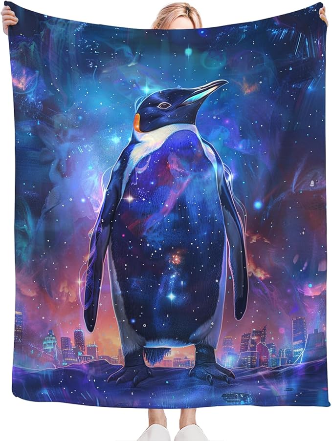 Tijuboni Penguin Throw Blanket Penguin Gifts for Girls Boys Women Men Kids Adults Soft Flannel Fleece Blanket for Couch Sofa Bed Home Decor 50"x60"