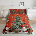Christmas Theme Bedding Set Full Size,Snowflake Christmas Tree Comforter Set for Kids Teens Adults Room Decor,Santa Claus Red Duvet Insert 3Pcs,X'mas Star Polka Dot Glitter Quilt Set,2 Pillowcases