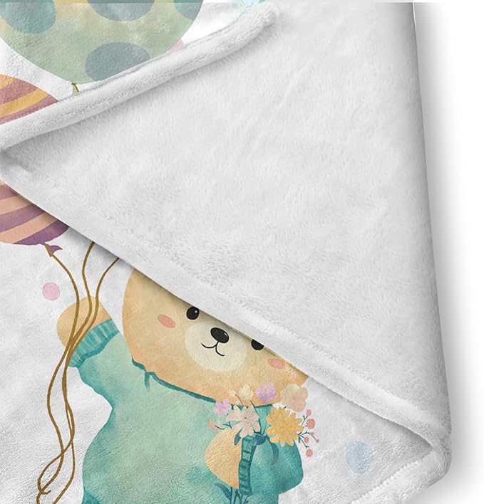 Custom Crib Bedding Set - Bear Design Personalized Name Baby Nursery Bedding 3 Pcs Set - Chic Soft Blanket, Sheet, Pillowcase for Newborns Boys Girls Gifts Color01