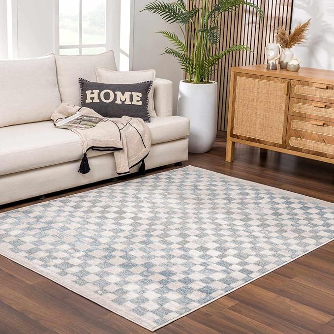 Hauteloom Benjy Hallway, Kitchen Runner Rug - Contemporary - Cream, Silver Blue - 2'7'' x 7'3''
