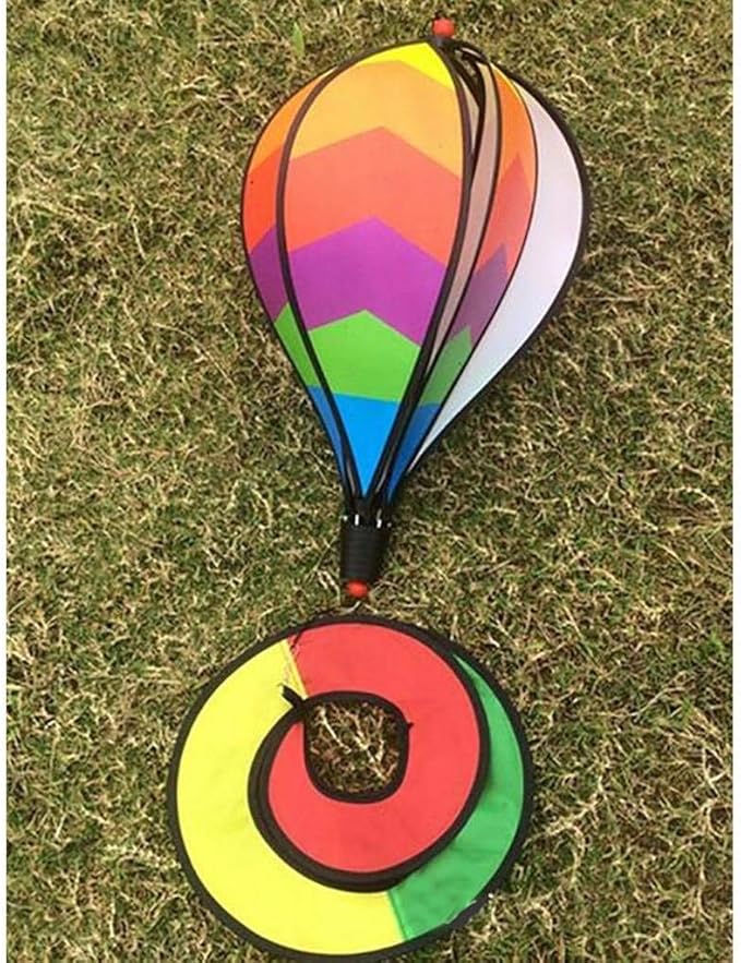 Syhonic 3Pcs Rainbow Windsock Hot Air Balloons Wind Spinner - Outdoor Whirligig Toy Garden Lwan Yard Home Decoration Ornament - Colorful Kinetic Hanging Decoration