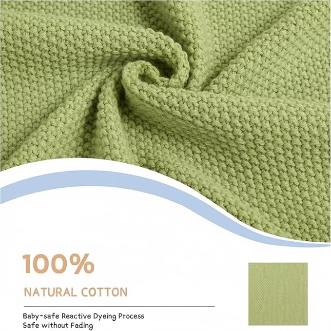 Baby Knit Blanket Soft Breathable Cotton Scallop Border Blankets Newborn Knitted Blanket Swaddle Blankets Gifts for Baby Newborn Toddler Shower Boy Girl New Mom Birthday Christmas SG 30x40