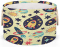 Colorful Space Pattern Round Storage Basket for Laundry & Toys, Lightweight Fabric Laundry Hamper with Handles, Foldable Large Organizer Bin for Bedroom Bathroom Nursery Dorm