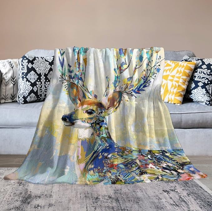 Deer Blanket Forest Deer Gifts for Girls Boys Woman Kids Hunting Lover Throw Blankets Soft Blanket Warm Fleece Flannel Plush Blankets for Bed Sofa Couch 50"x60"