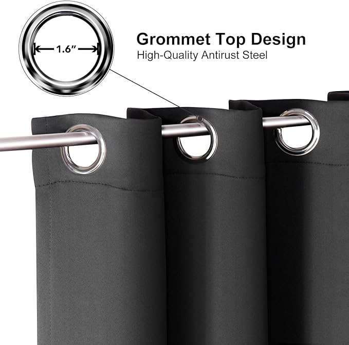 ChrisDowa Small Window Curtains for Kitchen and Bedroom - Grommet Short Thermal Insulated Room Darkening Curtains (2 Panels, Dark Grey, 36 x 24 Inch)