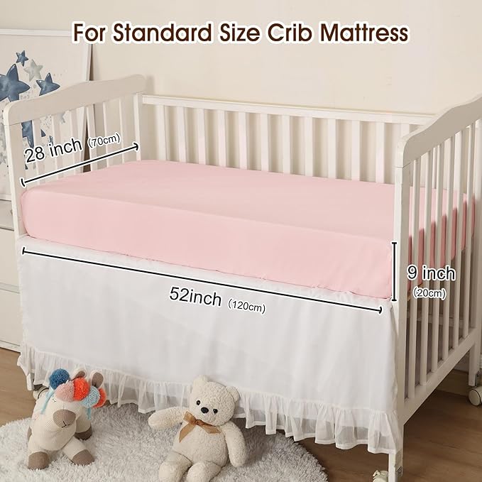 PHF 3 Pack Soft Butterfly Crib Sheets Fitted, Comfy Breathable Baby Sheets for Girls, 28x52 Inches Fits Standard Crib and Toddler Mattresses, Butterfly
