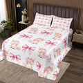 Cartoon Unicron Kids Bedspread Queen Size,Pink Bowknot Bow Tie Princess Tale Coverlet Set,Girls Women Room Decor,Cute Unicorn Bow Toddler Quilted Coverlet,Lovely Chic Bedding Quilt,2 Pillowcases