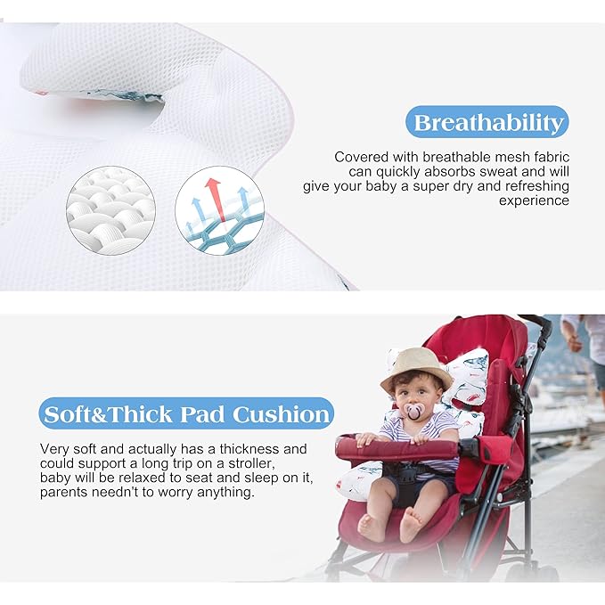 Baby Seat Pad Liner for Stroller–Soft and Breathable，3D Air Mesh Cotton Universal Baby Stroller Cushion (Ocean World)