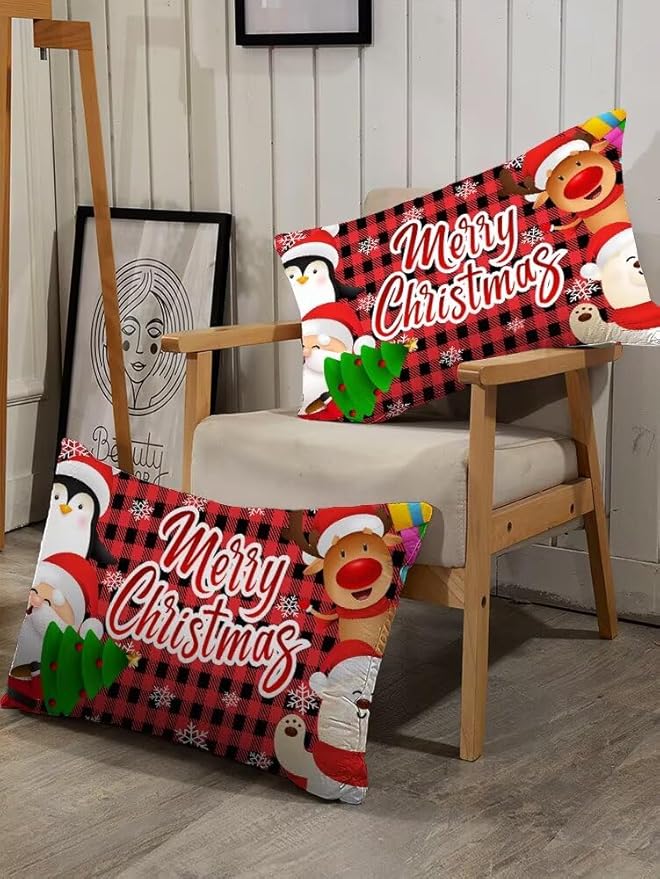 Christmas Bedding Sets Twin Size Snowflake Plaid Comforter Set for Kids Girls Bedroom Santa Claus Gift Xmas Festival Quilt Set,1 Comforter + 1 Pillow Case