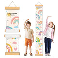 Personalized Name Kids Growth Chart, Watercolor Animal Canvas Baby Height Growth Chart Wall Decor for Baby Kids Toddlers (Rainbows)