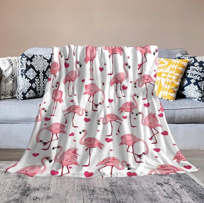 Flamingo Pink Throw Blanket for Kids & Adults - Soft, Warm, Cozy Fleece for Couch, Sofa, Bed - 50"x60"
