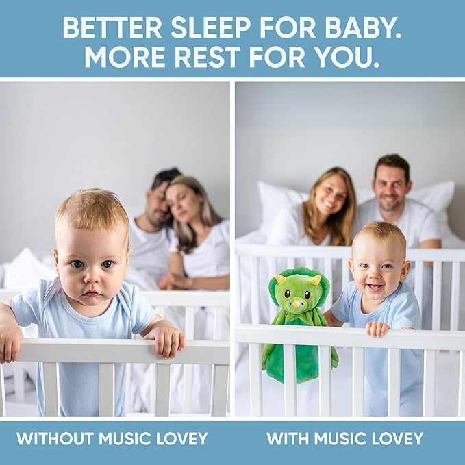 Baby Sleep Soother Green Dino Plush with Heartbeat & Lullaby Sounds, 4-in-1 Sound Machine, Security Blanket & Pacifier Holder, Baby Registry Essential & Christmas Gift for Newborns, Infants & Toddler