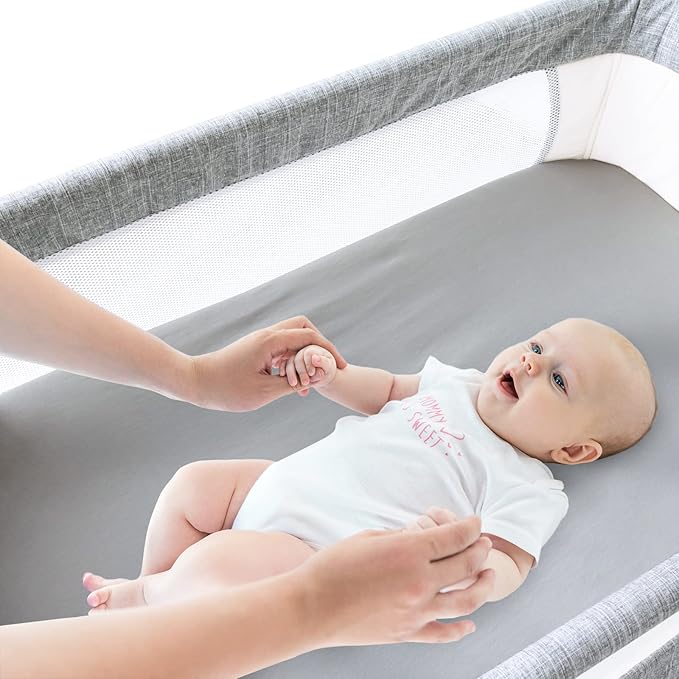 Bassinet Sheets Compatible with ANGELBLISS Bedside Crib, Ihoming Bassinet and AMKE Baby Bassinet, 100% Cotton, 2 Pack, Ultra Soft Bassinet Sheet for Baby, Gray