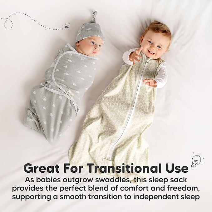 2-Pack Baby Sleep Sacks, Zipper Wearable Blanket - 0.5TOG Organic Cotton, Lightweight, Soft Cozy Toddler Sleeping Sack 6-12 months,Easy to Wear Large Newborn Transition Swaddles Sleepsacks (Bunnies)