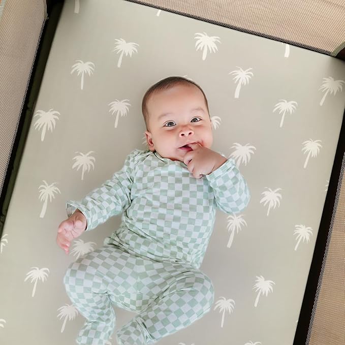 GRSSDER Pack n Play Sheets Fitted 3 Pack, Stretchy Ultra Soft Jersey Knit Pack and Play Sheets, Universal Fitted Portable/Mini Crib Mattresses Snug and Safe, Cute Dinosaurs for Boy and Girl