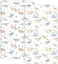 Crib Sheets for Boys and Girls, 2 Pack Fitted Baby Sheets for Standard Toddler Mattress 28" x 52", Soft Breathable Jersey Knit Baby Bedding (Dino Pals)