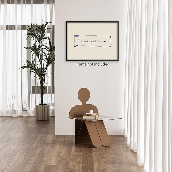 The Best Is Yet To Come Wall Art Blue and White Inspirational Affirmations Quotes Poster Funky Minimalist Horizontal Canvas Prints for Living Room Dorm Wall Decor 08x10 inch Unframed