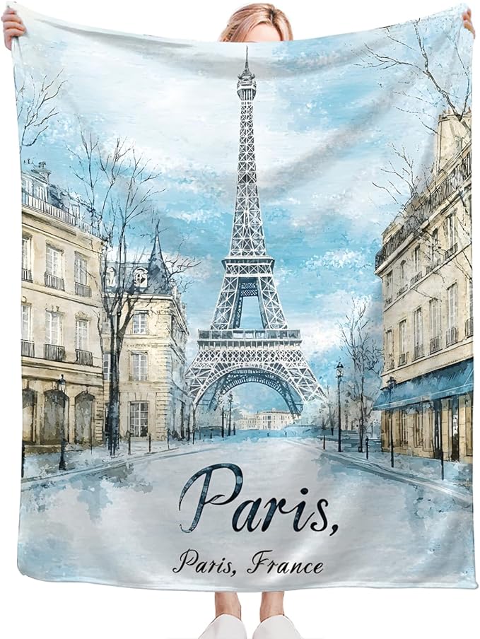 Tijuboni Paris Eiffel Tower Throw Blanket Paris Gifts for Girls Women Boys Men Adults Kids Soft Flannel Fleece Blanket for Couch Sofa Bed Home Decor 60"x80"