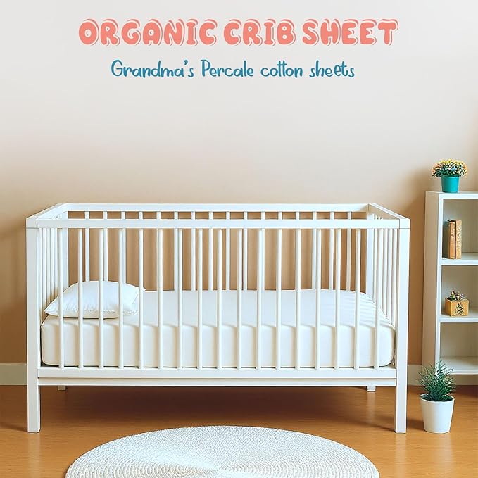 Threadmill Organic Baby Crib Sheets for Boys & Girls | 100% Organic Cotton Fitted Crib Sheet for Standard Crib Mattress | 2 Pack Unisex Cozy Toddler Sheets, Machine Washable | Blue & White