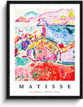 Fauvist Coastal Village Wall Art, vibrant seaside rooftops, fauvist wall decor, matte finish framed canvas print, art history poster, for living room studio art lovers gift, 12x15 inch