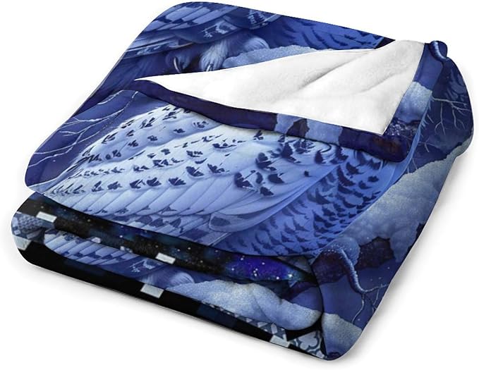 Owl Night Throw Blanket Owls Moon Print Blankets Gifts for Couch Sofa Bed Stuff Decor Soft Cozy Fleece Plush Flannel Bedding for Lover Men Women Adults 40"x50"
