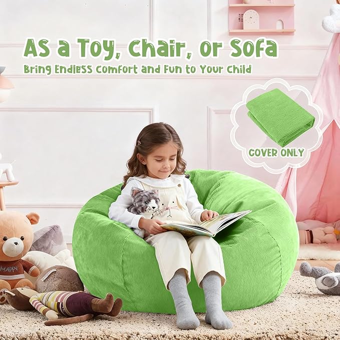 Nobildonna Bean Bag Chair Cover (No Filler) for Kids and Adults,Beanbag Stuffed Animal Storage Without Filling Plush Toys Holder and Organizer Soft Premium Corduroy 200L