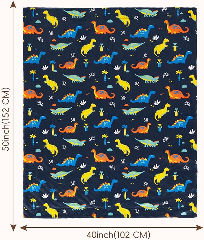 david's kids Micro Fleece Minky Baby Blanket for Boys with Double Layer and Soothing Raised Dots, Breathable and Soft Lightweight Receiving Blanket for Newborns, 40x50 Inches, Dinosaur