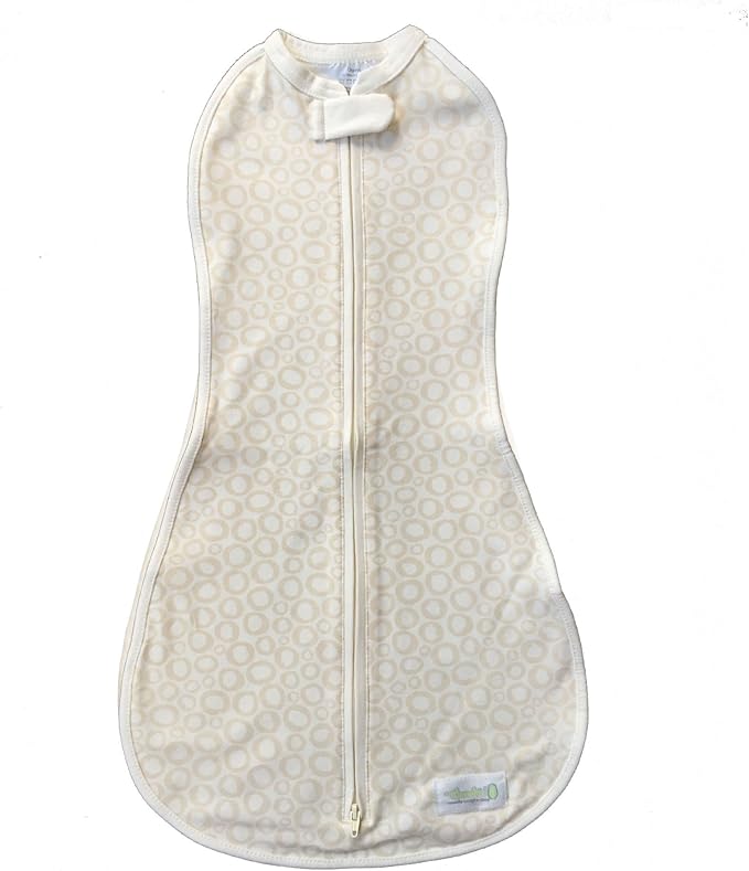 Woombie Original Baby Swaddling Blanket - Soothing, Cotton Baby Swaddle with Zipper - Wearable Newborn Blanket, Tan O's, 14-19 lbs