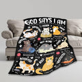 Cat Throw Blanket,Bible Verse Blanket, Christian Gifts, God Says I am Print Blankets, Meaningful Thoughtful Religious Gifts for Girls,Cat Lover Room Bed Decoration, 60"x80"