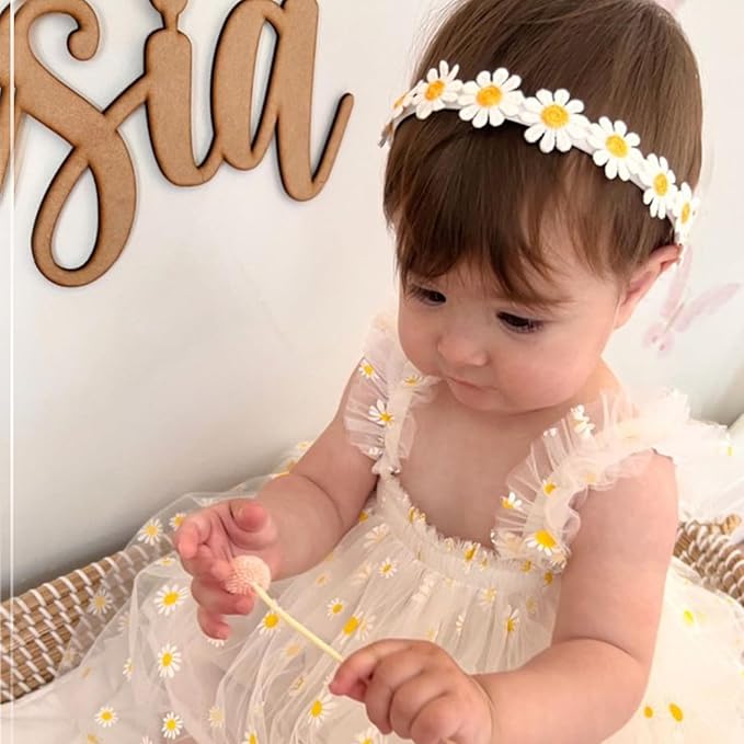 cherrboll Baby Girl Nylon Headbands, 3Pcs Handmade Floral Hair Bows, Stretchy Flower Hairbands for Newborns Infants Toddlers