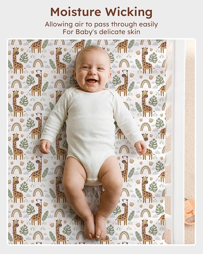 Looxii Baby Crib Sheets for Boys Girls, 3 Pack Fitted Crib Sheet for Standard Crib and Toddler Mattress, Ultra Soft Breathable Microfiber Baby Sheet 52x28x8in