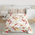 jejeloiu Santa Claus Comforter Set Queen Size Merry Christmas Bedding Set for Kids Boys Girls Xmas Themed Duvet Quilt Beige Bedroom Decor