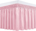 Biscaynebay Wrap Around Bed Skirts for Twin & Twin XL Beds 15" Drop, Pink Adjustable Elastic Dust Ruffles Easy Fit Wrinkle & Fade Resistant Silky Luxurious Fabric Machine Washable