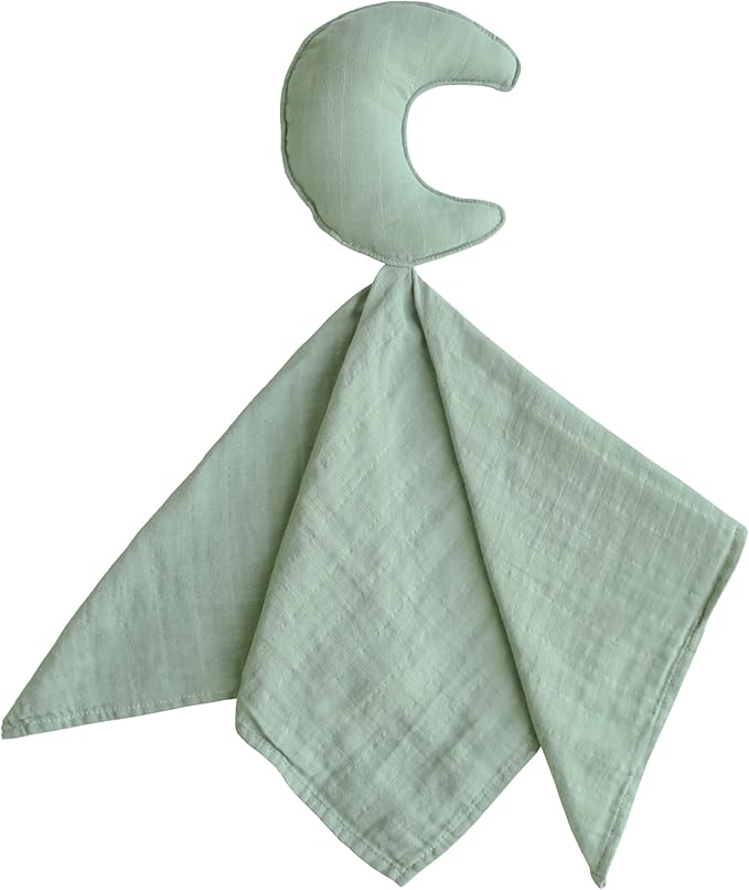 mushie Moon Security Blanket | Baby Lovey | 100% Organic Muslin Cotton (Roman Green)