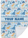 Personalized Baby Blankets for Boys Girls, Custom Baby Blanket with Name, Receiving Swaddle Blanket Suitable for Infants & Toddler, Nursery Newborn Baby Crib, Dino(30”x40)
