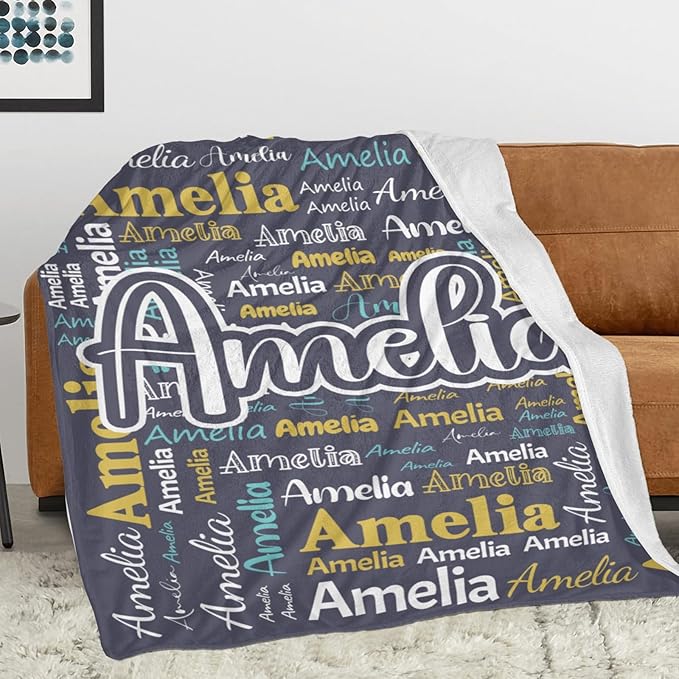 Dr.TOUGH Personalized Blanket for Adult Kids with Name Customized Blankets Personalized Throw Blanket for Christmas Birthday Gifts