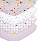 Little Grape Land Toddler Sheets 4 Pack – Baby Crib Sheets Fitted for Boys Girls, Standard Size 28x52‘’ Crib Mattress, Super Soft Breathable Washable Microfiber,Pink Sheep