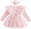 Giraropa Baby Girl Fall Winter Clothes Long Sleeve Romper Dress + Socks + Headband Newborn Infant Cute Casual Outfits