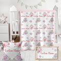 Personalized Baby Crib Bedding Set,3 Piece Custom Name Nursery Set with Blanket, Fitted Sheet & Pillowcase for Baby Girls & Boys, Floral Theme(Fixed Size)