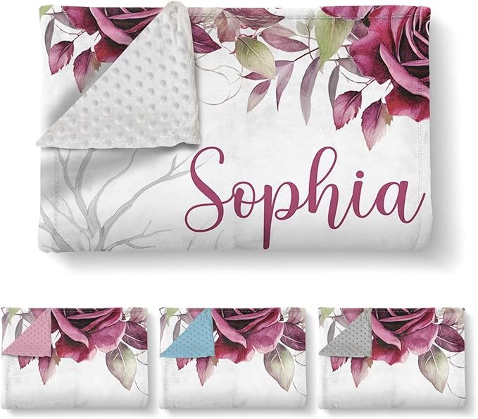 Custom Baby Blanket with Name, Double Layer Soft Dot Back Personalized Baby Blanket for Boys Girls, Woodland Blanket for Newborn Toddler, Customized Swaddle for Kids Birthday Gifts(47" x60)