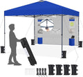 Yaheetech 10x10 Pop-up Canopy Tent w/Removable Pockets Sidewall for Extra Storage, Outdoor Sun Shelter Waterproof & Durable w/Wheeled Bag, Sandbags & Guylines for Beach Camping Party (Blue)