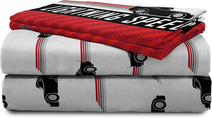 Jay Franco Disney Pixar Cars Racing Machine 7 Piece Full Bed Set - Includes Comforter & Sheet Set - Bedding Features Lightning McQueen - Super Soft Fade Resistant Microfiber